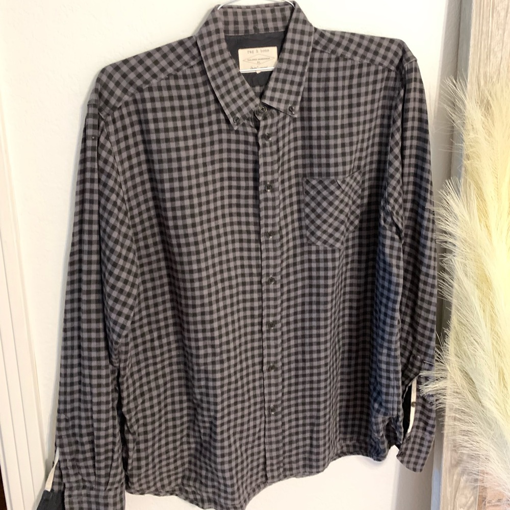Rag & Bone. Black and Grey Long Sleeve Button down. XL. Gently worn.